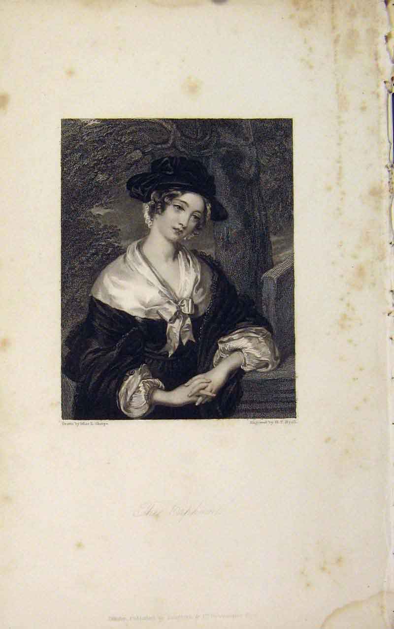 Original Old Antique Print Orphan Portrait Shapre Editorial C1836 19th Century