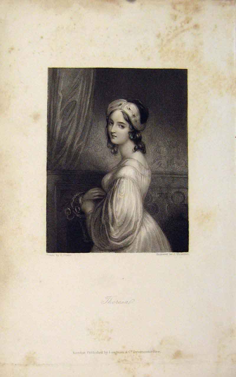 Original Old Antique Print Theresa Editorial Fine Art C1836 Portrait 19th