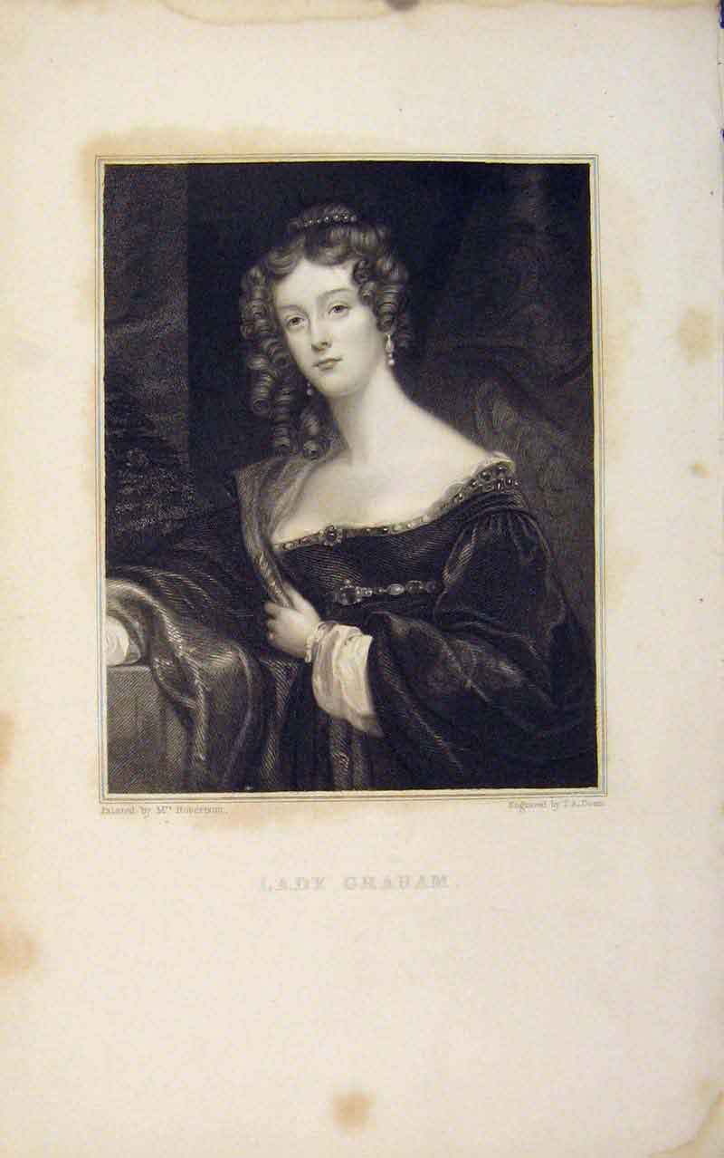 Original Old Antique Print Lady Graham Editorial Portrait C1836 19th Century
