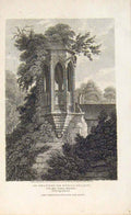 Original Old Antique Print Oratory Stone Pulpit Shropshire Abbey Gardens