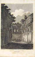 Original Old Antique Print Wales England Somerset Ruins St Joseph Chapel