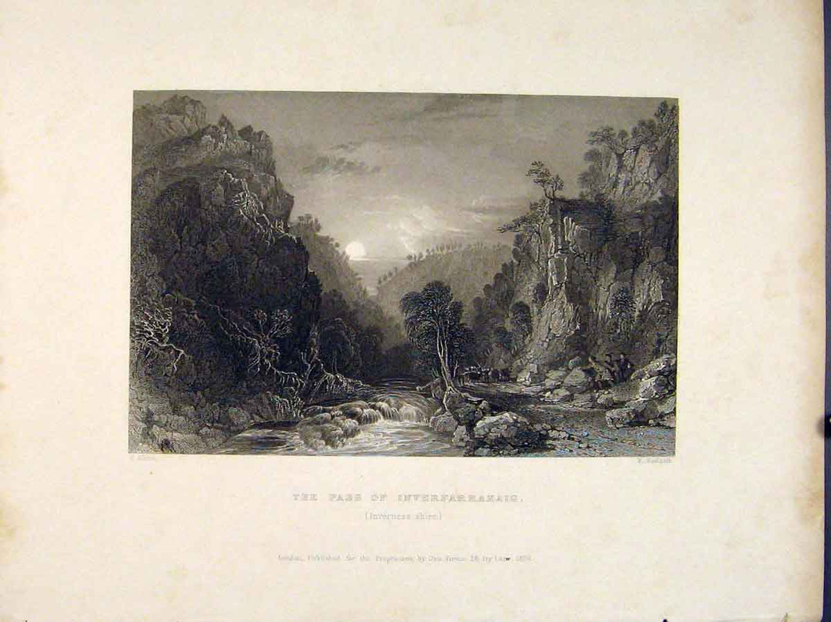 Original Old Antique Print Pass Inverfarrakaig Inverness Scotland 20th Century