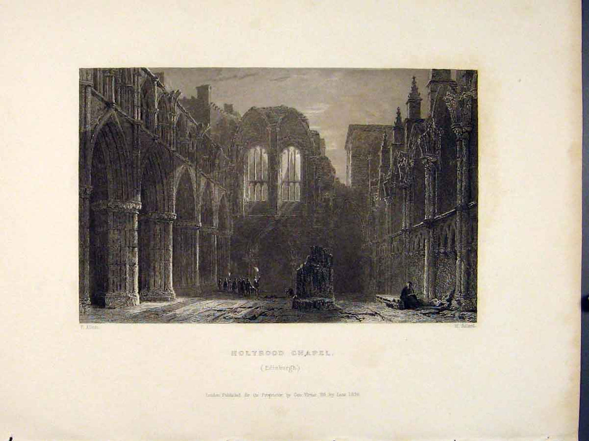 Original Old Antique Print Scotland Holyrood Chapel Edinburgh Art