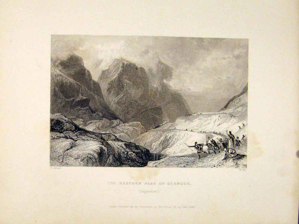 Original Old Antique Print Eastern Pass Glencoe Argyleshire Scotland Art