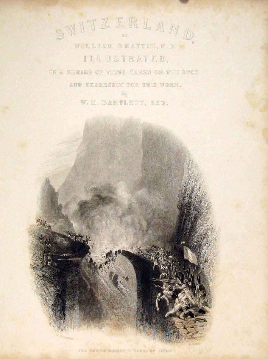Original Old Antique Print Switzerland Ilustrations Bartlett Art