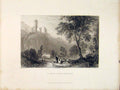 Original Old Antique Print La Batia Caslte Martigny Switzerland