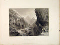Original Old Antique Print Val Vedro Simplon Switzerland Moutain River