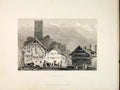 Original Old Antique Print L Hopital Hospital Swiss Village Switzerland