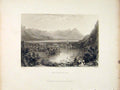 Original Old Antique Print Unterseen Switzerland Mountain River