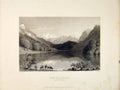 Original Old Antique Print Lake Lungern Unterwalden Canton Switzerland