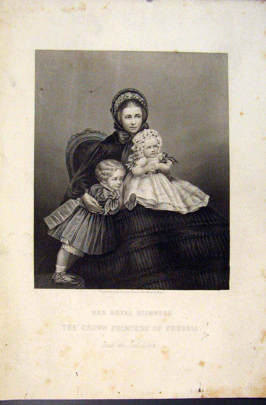 Old Antique Print Her Royal Highness The Crown Princness Prussia Portrait