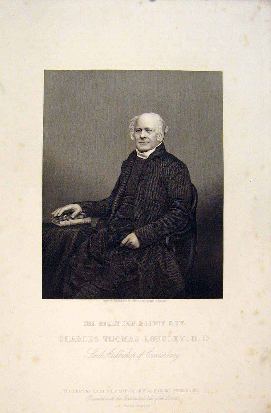 Original Old Antique Print The Archbishop Canterbury Portrait Emiment People
