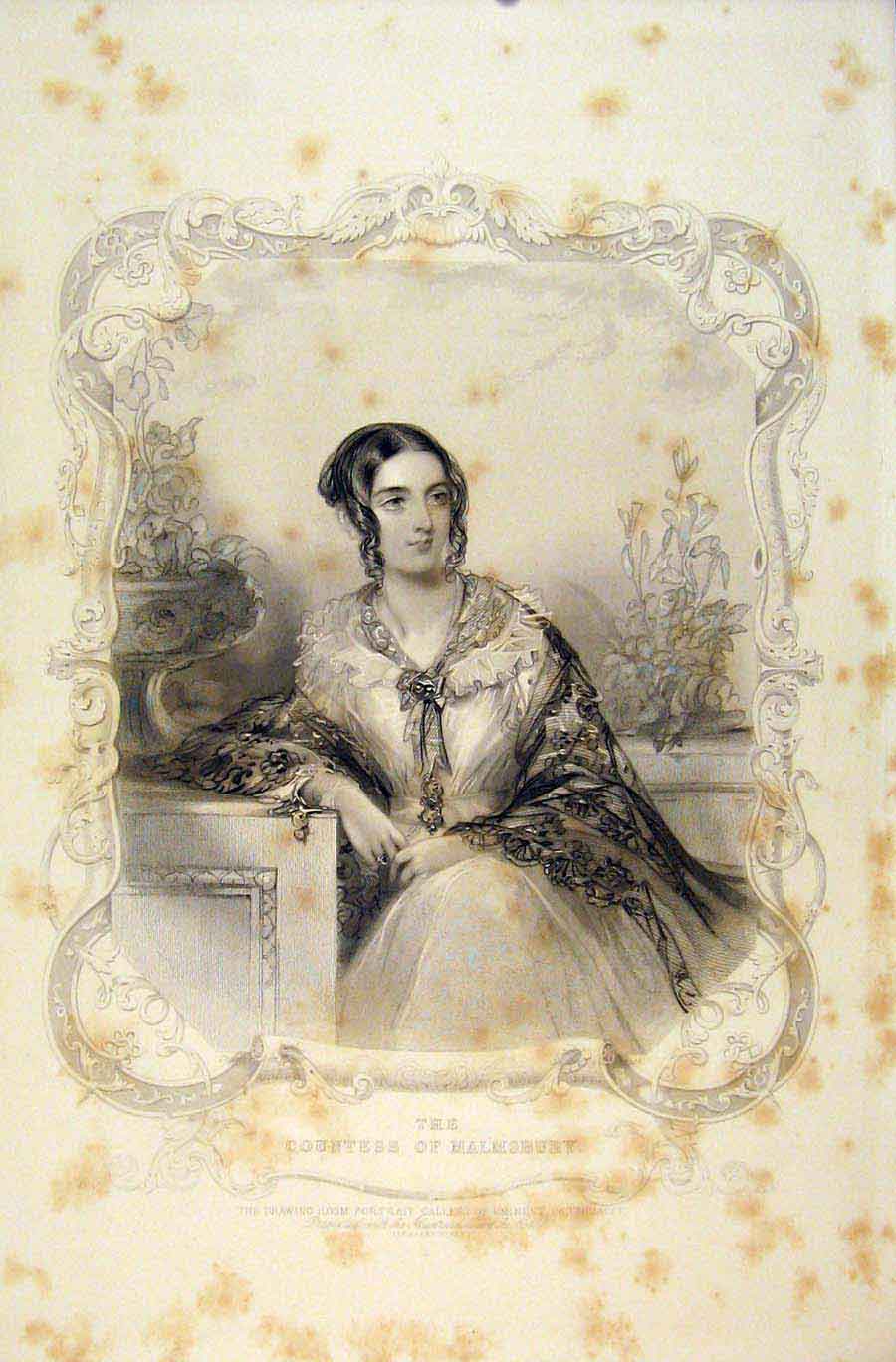 Original Old Antique Print Countess Malmesbury Editorial Emiment People
