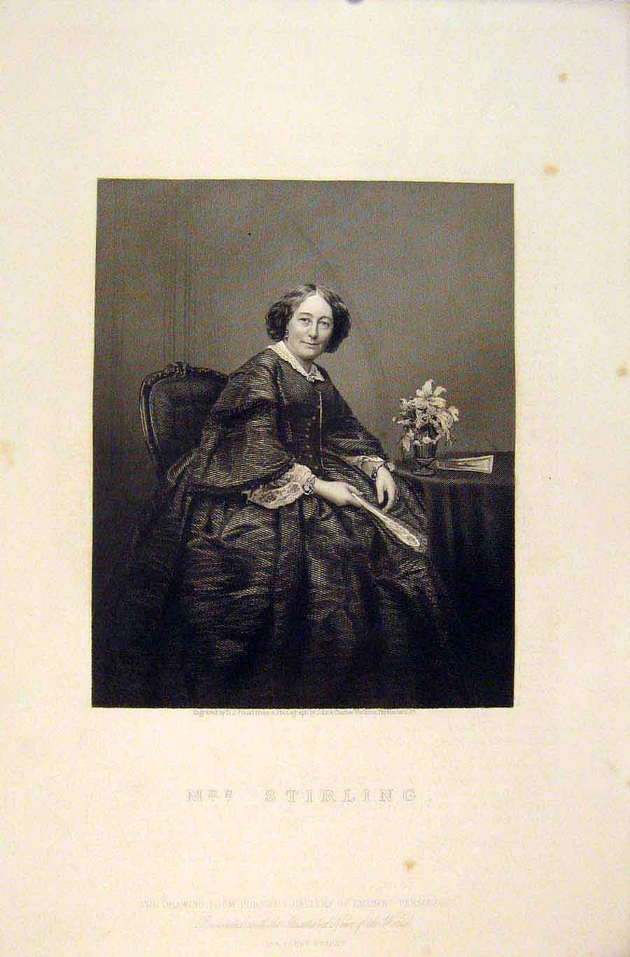 Original Old Antique Print Mrs Stirling Editorial Emiment People Portrait
