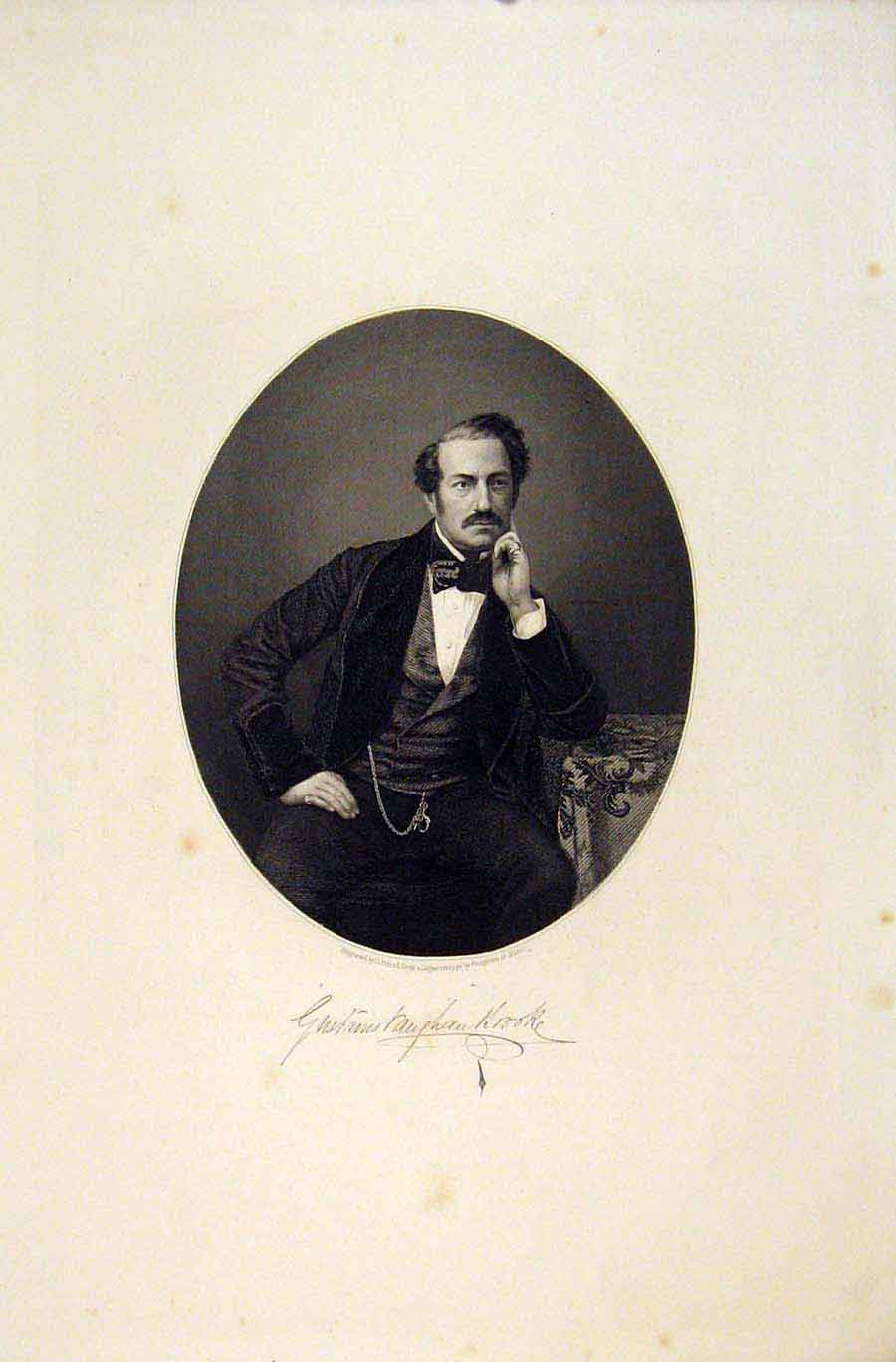 Original Old Antique Print G Brooke Portrait And Editorial Emiment People