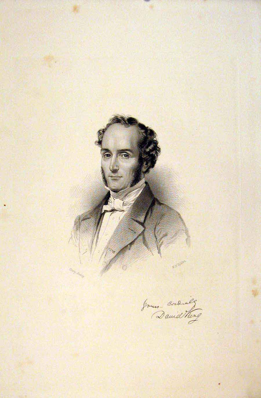 Original Old Antique Print Rev David King Editorial Portrait Emiment People