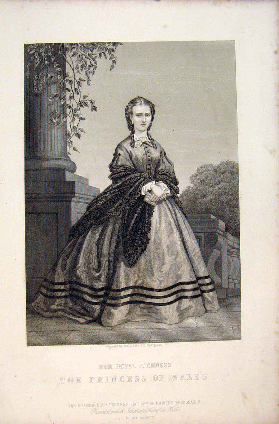 Original Old Antique Print Her Royal Highness The Princess Wales Portrait