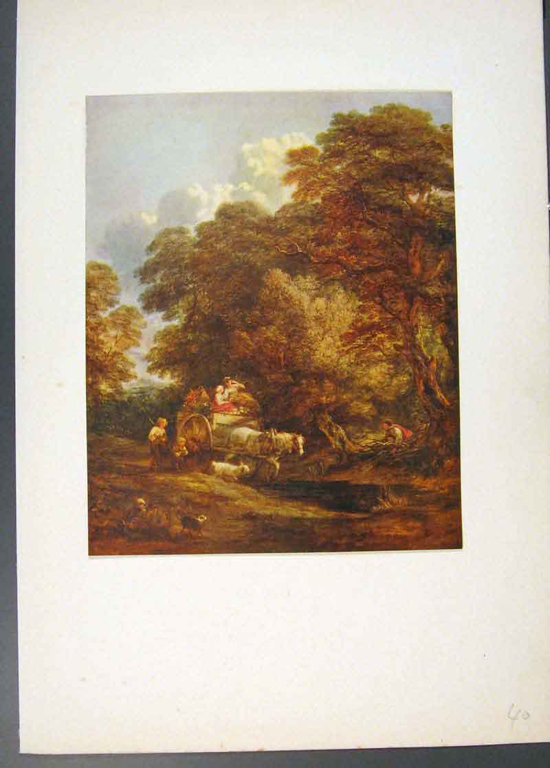 Original Old Antique Print Market Cart Thomas Gainsborough Famous Painting