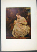 Original Old Antique Print Portrait Mrs Richard Hoare Infant Son By Sir Reyns