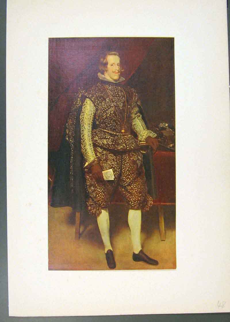 Original Old Antique Print King Philip Iv Spain Painted By Velazquez 1913 20th