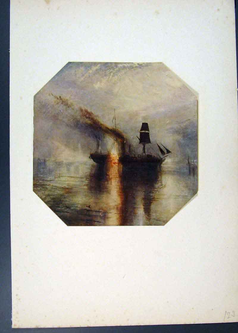 Old Antique Print Peace Burial At Sea Dir David Wilkie Painted By Turner