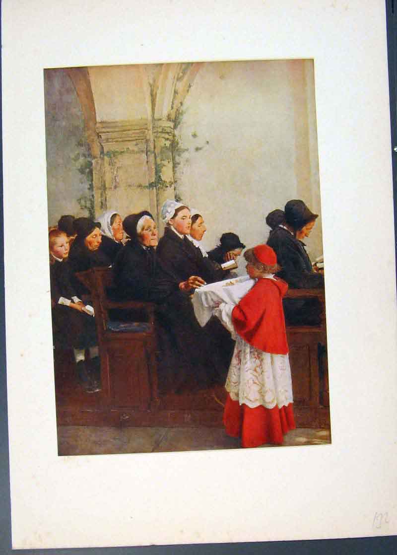 Original Old Antique Print Blessed Bread Painted By Pascal Dagnan Bouveret