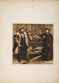 Original Old Antique Print Ambassadors Hans Holbein Sepia Style Fine Art