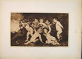 Original Old Antique Print Garland Fruit Peter Paul Rubens Sepia Style Fine Art