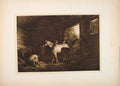 Original Old Antique Print Inside Stable Sepia Style Fine Art George Morland