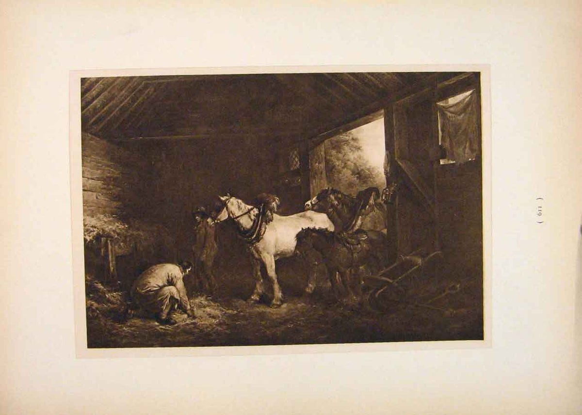 Original Old Antique Print Inside Stable Sepia Style Fine Art George Morland