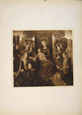 Original Old Antique Print Virgin Child Saints Hans Memling Sepia Style