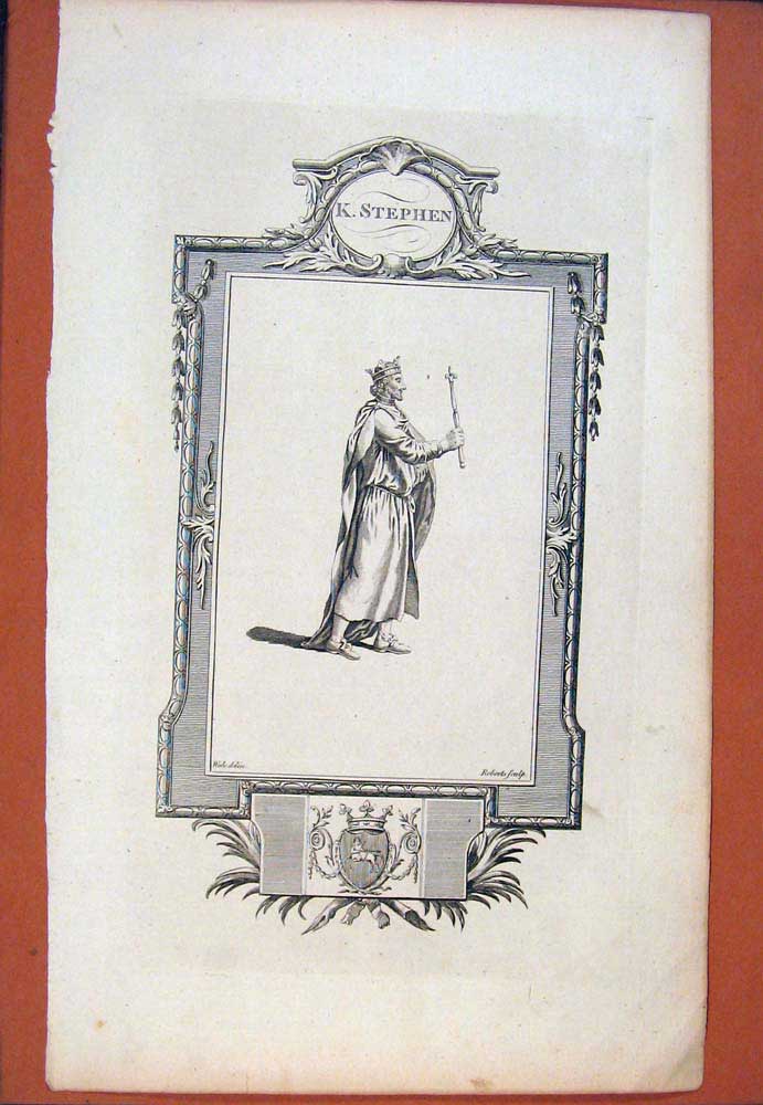 Original Old Antique Print King Stephen Portrait Fine Art C1800 Napoleonic Era