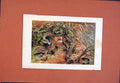 Original Old Antique Print Water Monitors Robbing Nest Colored 1890 Victorian