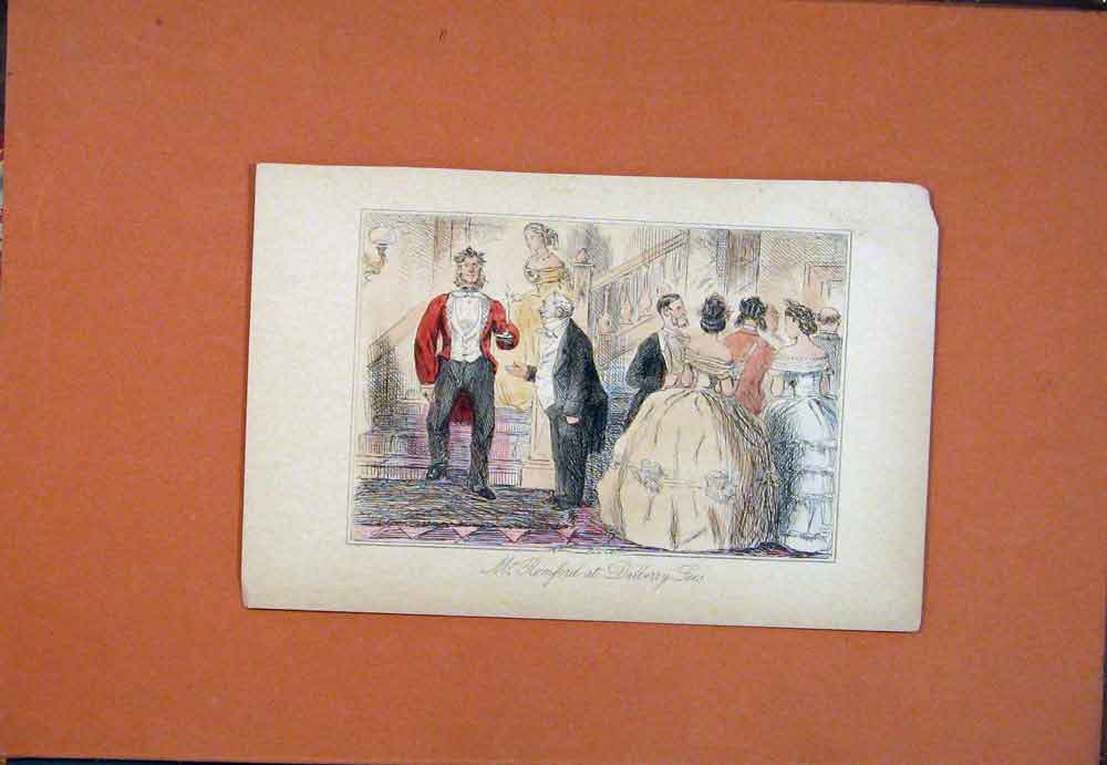 Original Old Antique Print Romford Dalberry Lees Hand Colored John Leech C1850