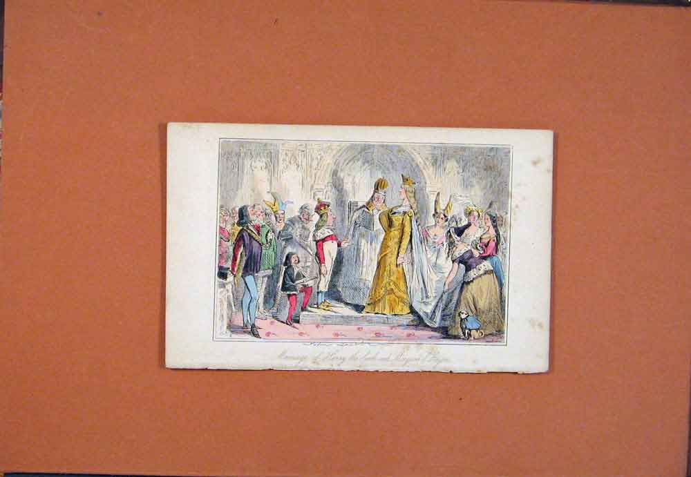 Old Antique Print Marriage Henry Sixth Margaret John Leech Drawing C1850 19th