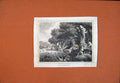 Original Old Antique Print C1850 Otter Hunting Men Chase Fine Art 19th
