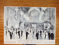 Old Antique Print Roayl Occasion City Character King Queen Ball Guildhall