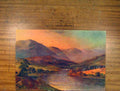 Original Old Antique Print Landscape River Hill Sunset Richards Color Fine Art