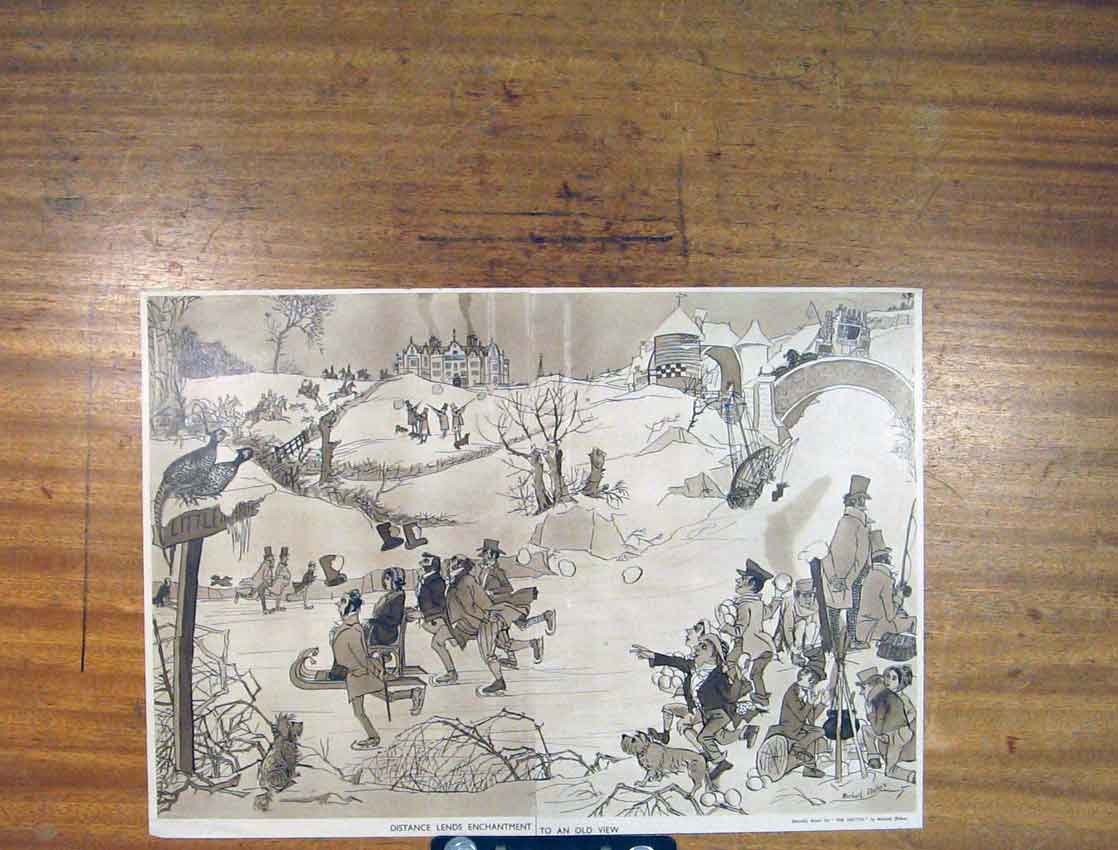 Original Old Antique Print Distance Lends Enchantment View Fine Art