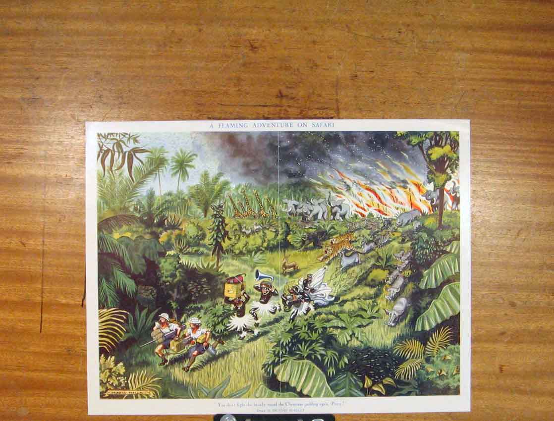 Original Old Antique Print Christmas Pudding Dennis Mallet Color