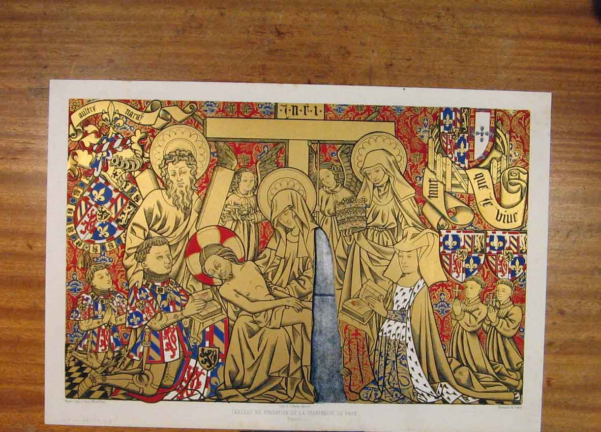 Original Old Antique Print Tableau Fondation Chartrese Cale Wall Painting Suisse