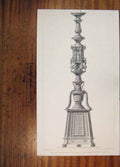 Original Old Antique Print Candel Italy Metal Works Verone C1858 19th