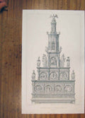 Original Old Antique Print C1858 Sculpture Notre Dame Hall Belgique France 19th