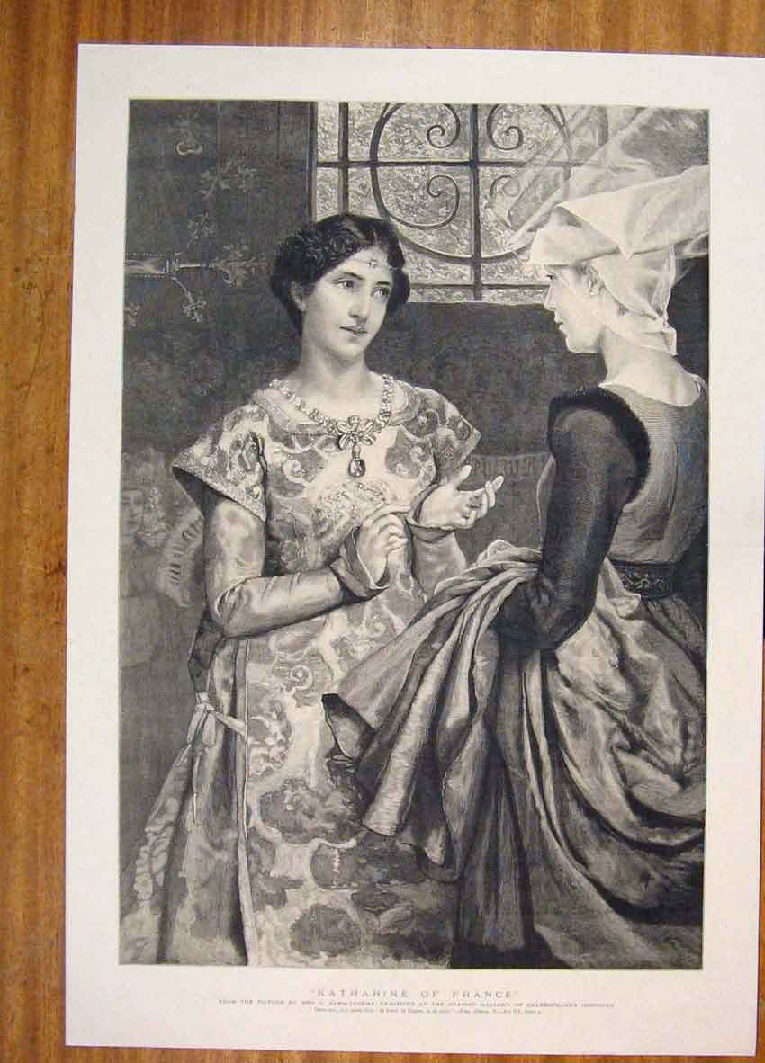 Original Old Antique Print Katharine France Portrait Fine Art C1901 Victorian