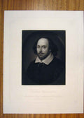 Original Old Antique Print William Chakespeare Poet Artist Portrait