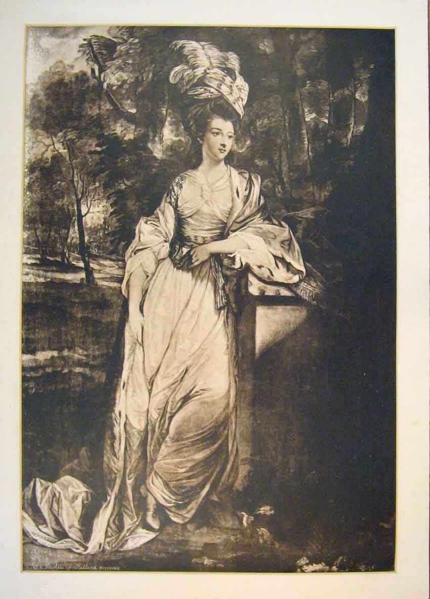 Original Old Antique Print Duchess Rutland Reyns Portrait Fine Art