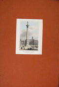 Original Old Antique Print Hand Colored Nelson Column Trafalgar Square Art