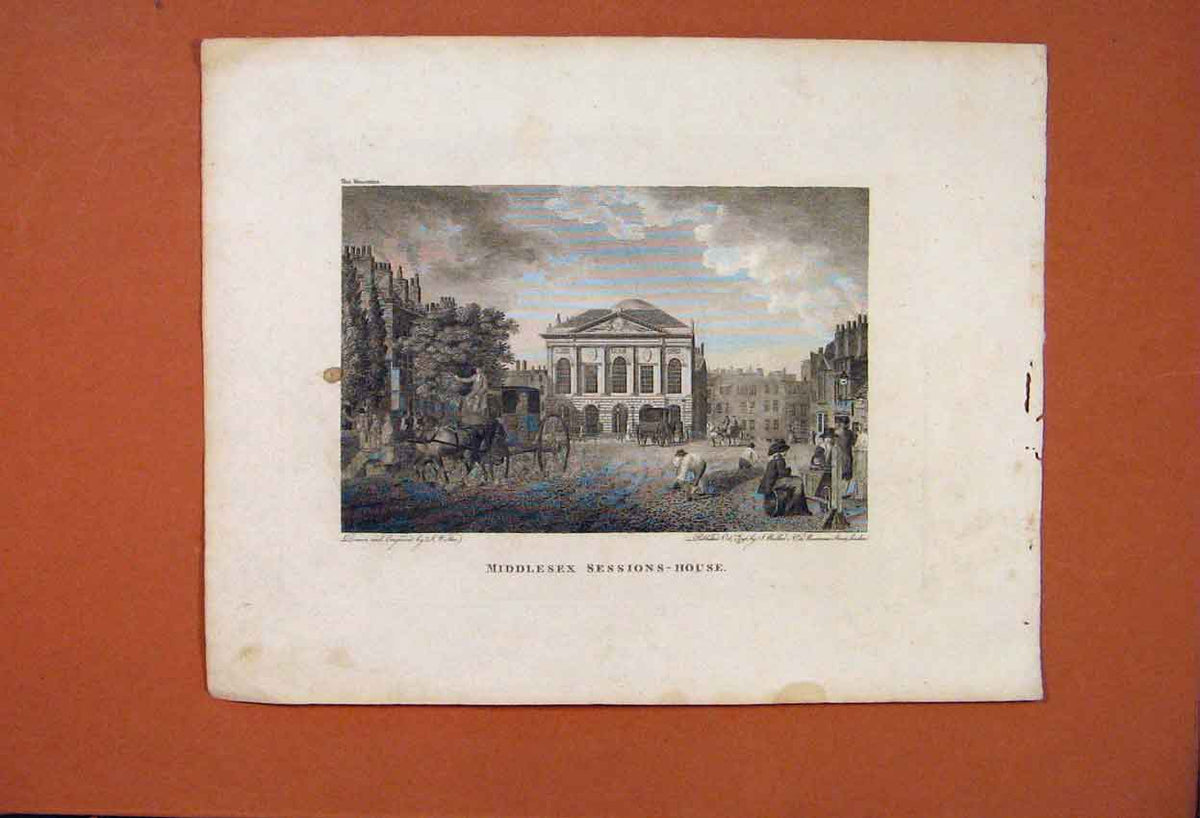 Original Old Antique Print Middlesex Sessions House Fine Art C1883 Victorian