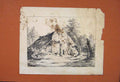 Original Old Antique Print Farm Barn House Fine Art C1883 19th Century