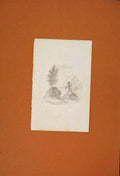 Original Old Antique Print Solidier Rock Horn Blowing Fine Art Sketch